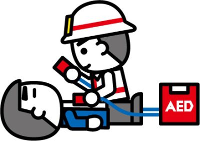 AEDを実施する救急隊員のイラスト